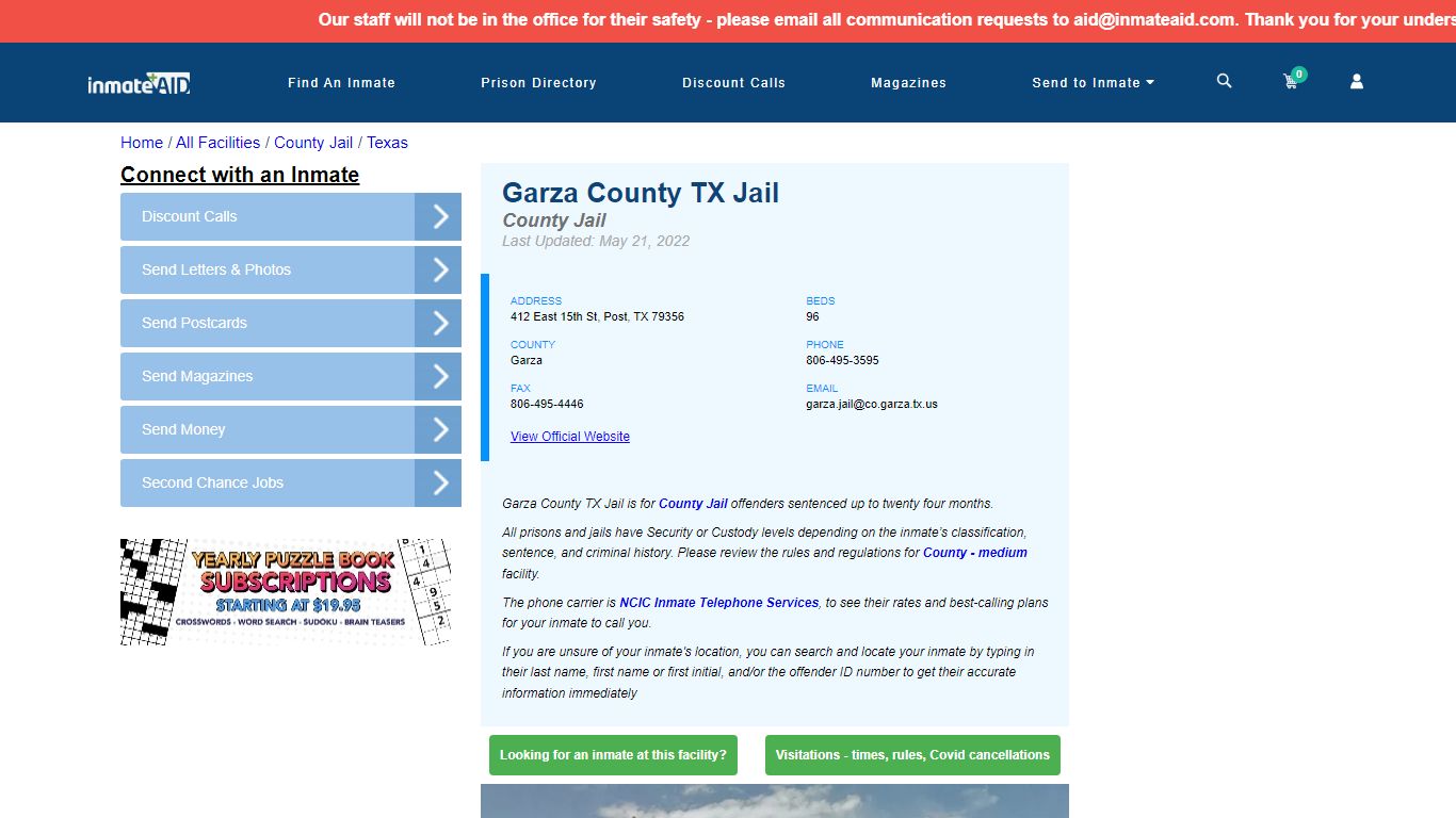 Garza County TX Jail - Inmate Locator - Post, TX